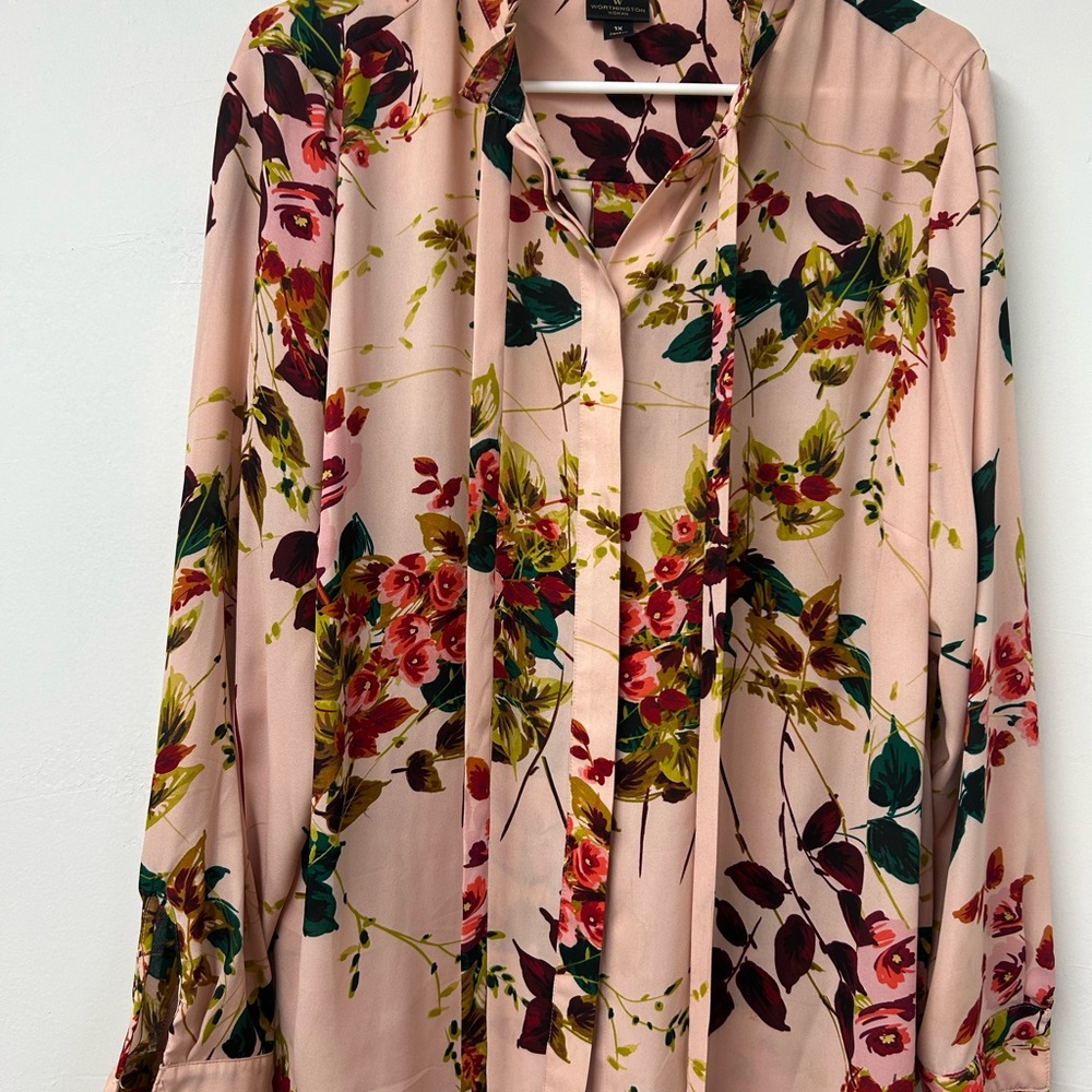 Women’s Worthington Floral Long Sleeve Blouse 1X